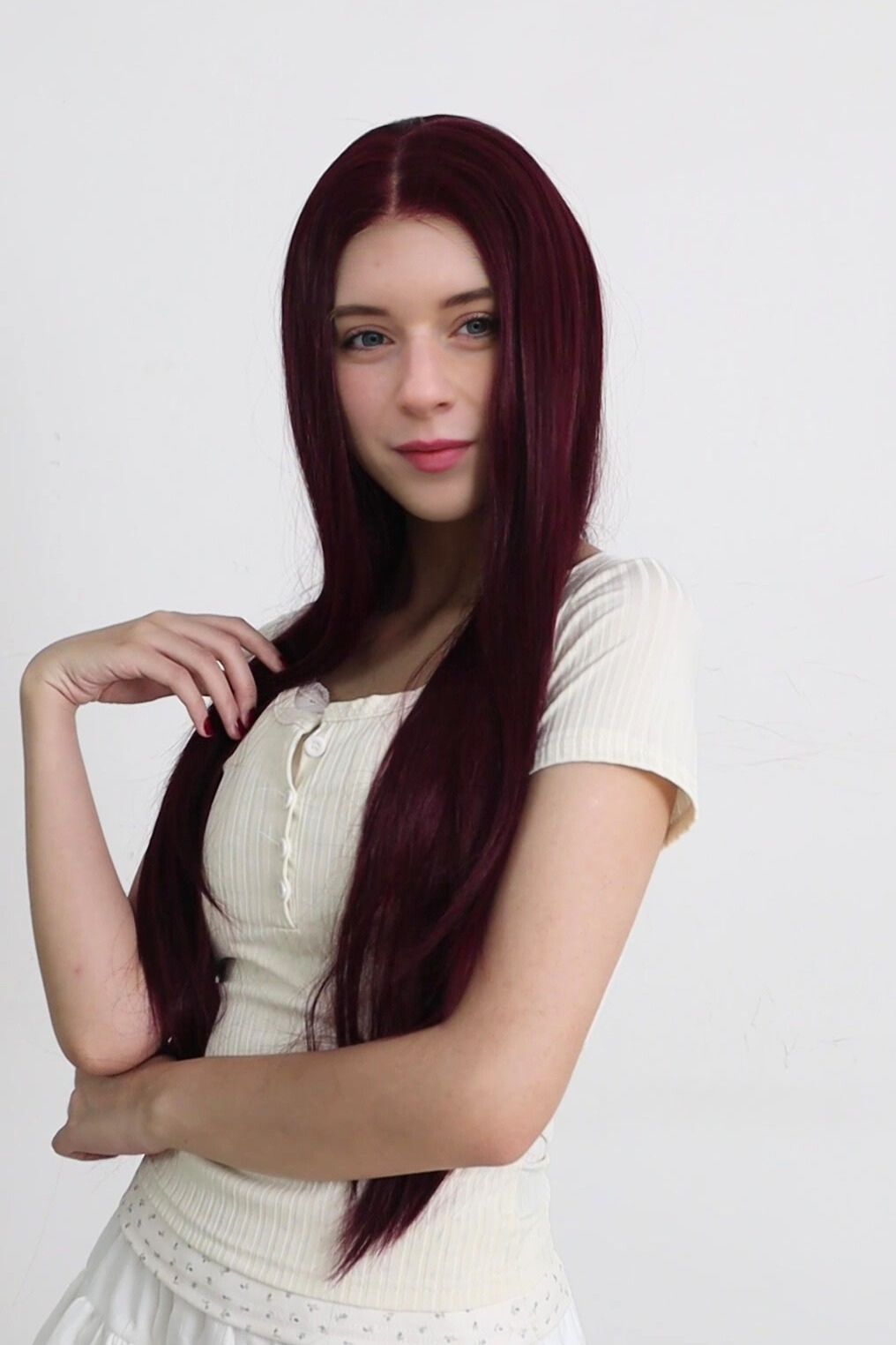 Bianca — Deep Burgundy · 30" | 13×6 Lace Front Wig