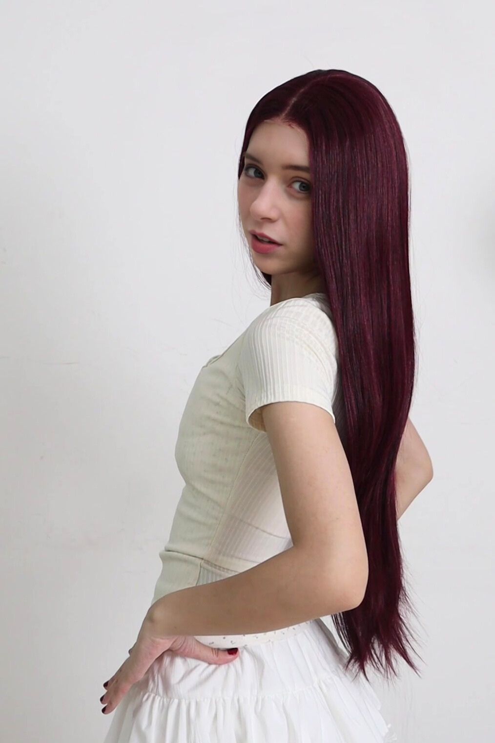 Bianca — Deep Burgundy · 30" | 13×6 Lace Front Wig