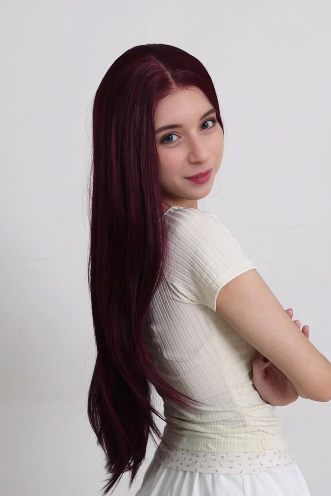 Bianca — Deep Burgundy · 30" | 13×6 Lace Front Wig