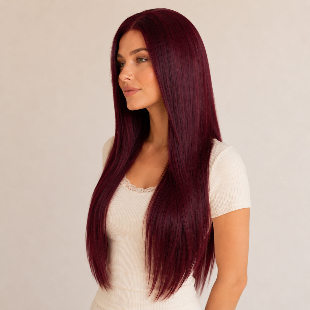 Bianca — Deep Burgundy · 30" | 13×6 Lace Front Wig
