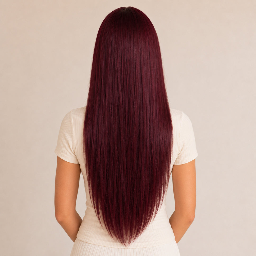 Bianca — Deep Burgundy · 30" | 13×6 Lace Front Wig