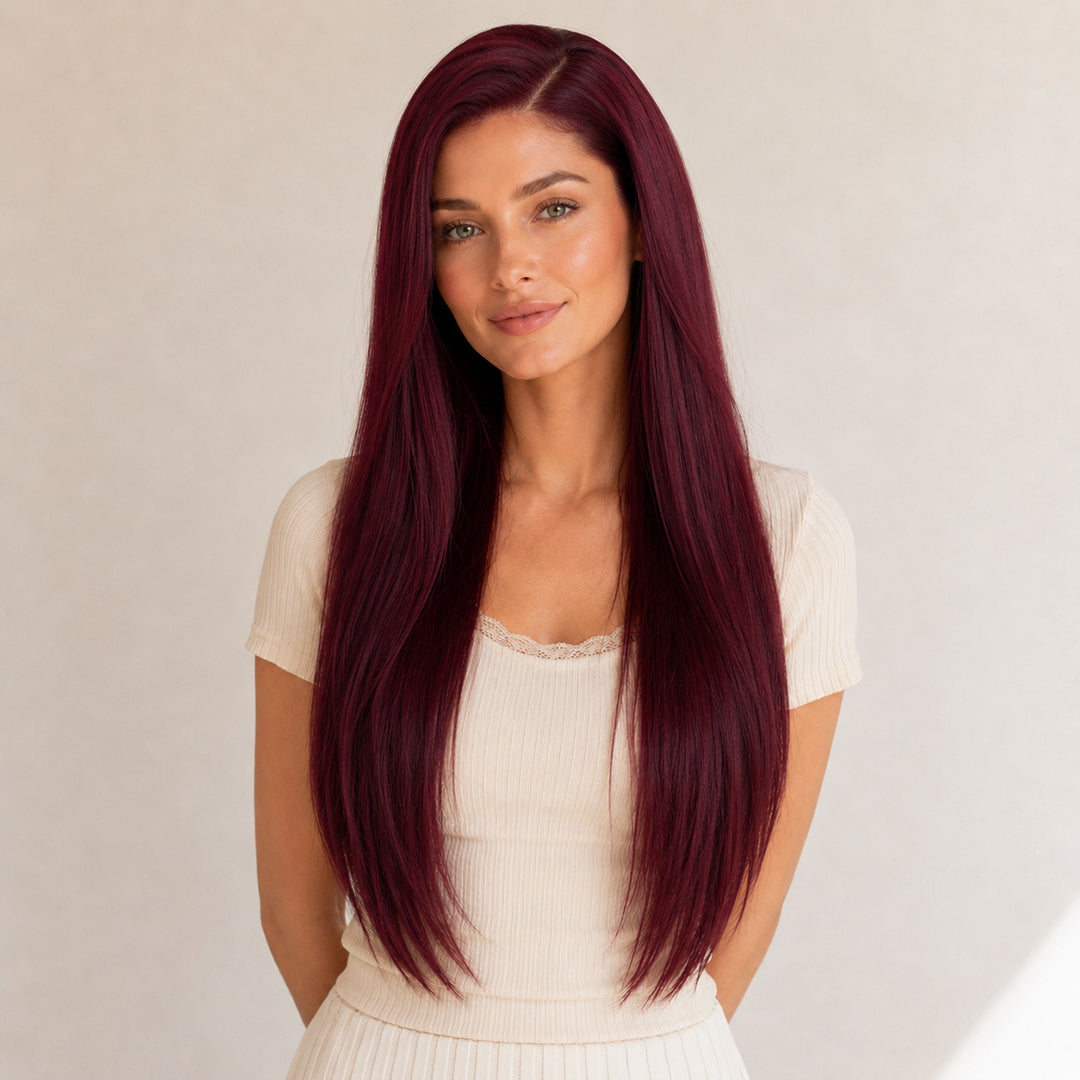 Bianca — Deep Burgundy · 30" | 13×6 Lace Front Wig