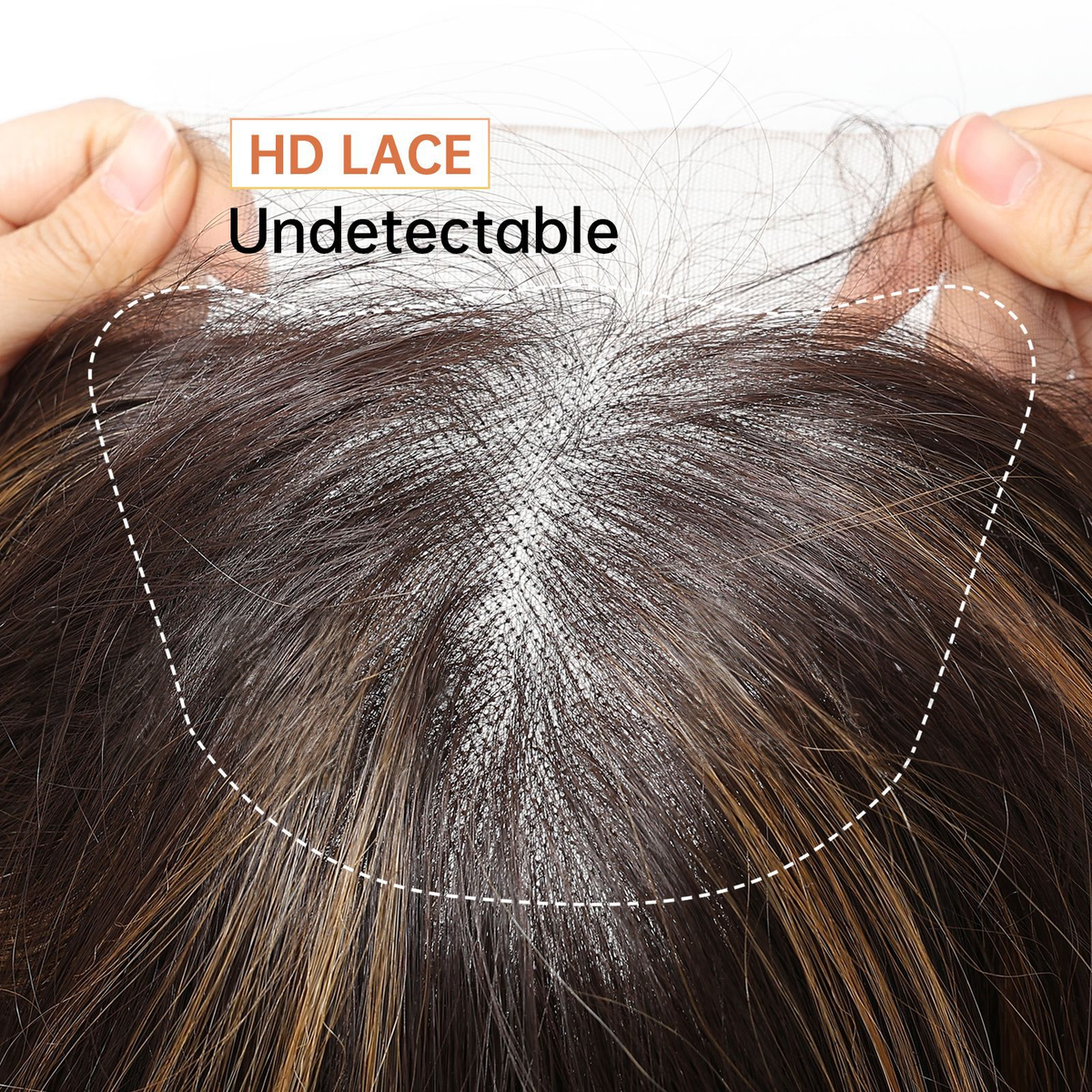 Straight HD Lace Front Wig - Dark Brown with Blonde Highlights, Glueless & Heat Resistant, 30 Inch (76cm)