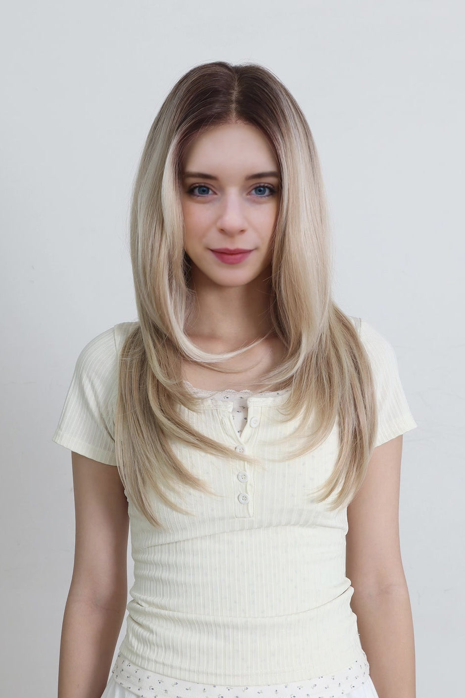 Alina — Rooted Beige Blonde · 24" | 13×6 Lace Front Wig
