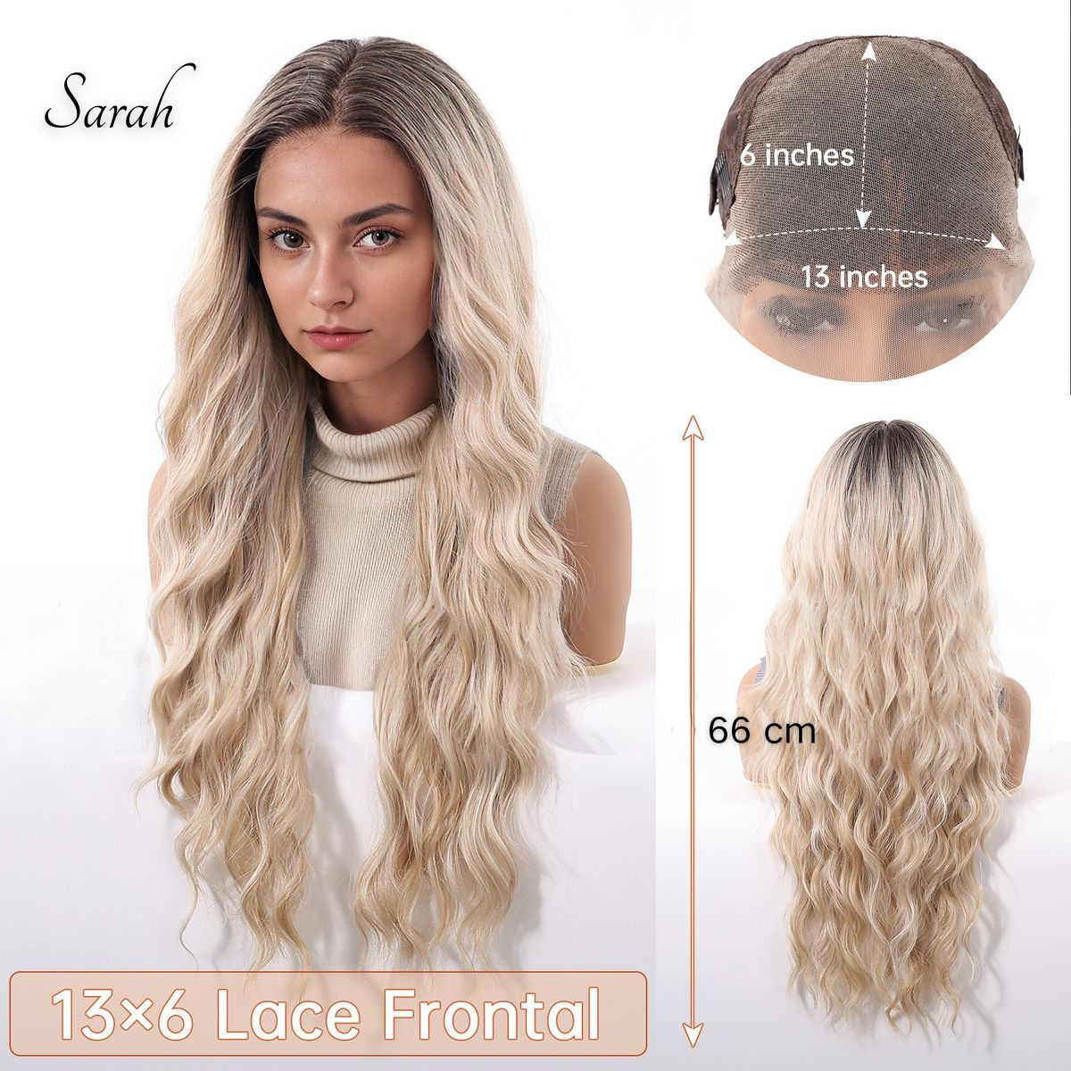 Body Wave HD Lace Front Wig - Ombre Light Blonde, Pre-Plucked Hairline, 26 Inch (66cm)