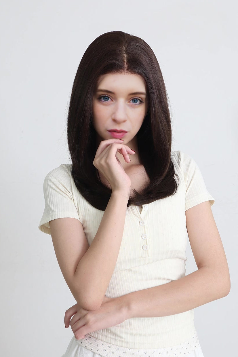 Natalie — Dark Chocolate Brown · 18" | 13×6 Lace Front Wig