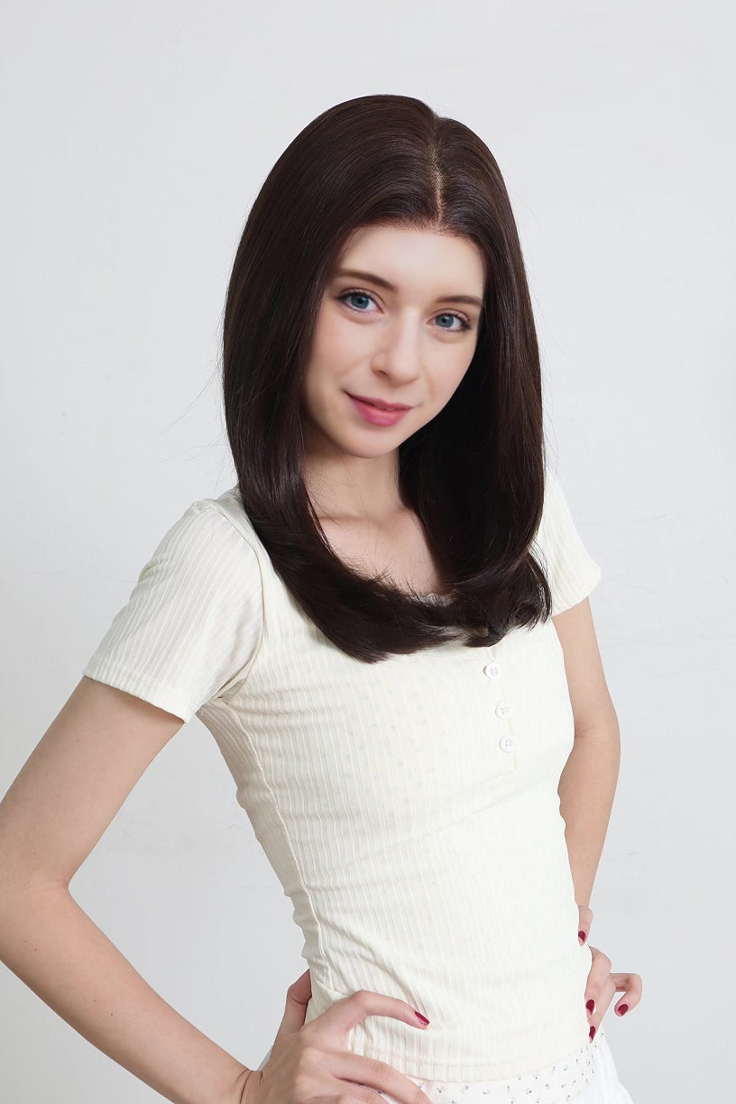 Natalie — Dark Chocolate Brown · 18" | 13×6 Lace Front Wig