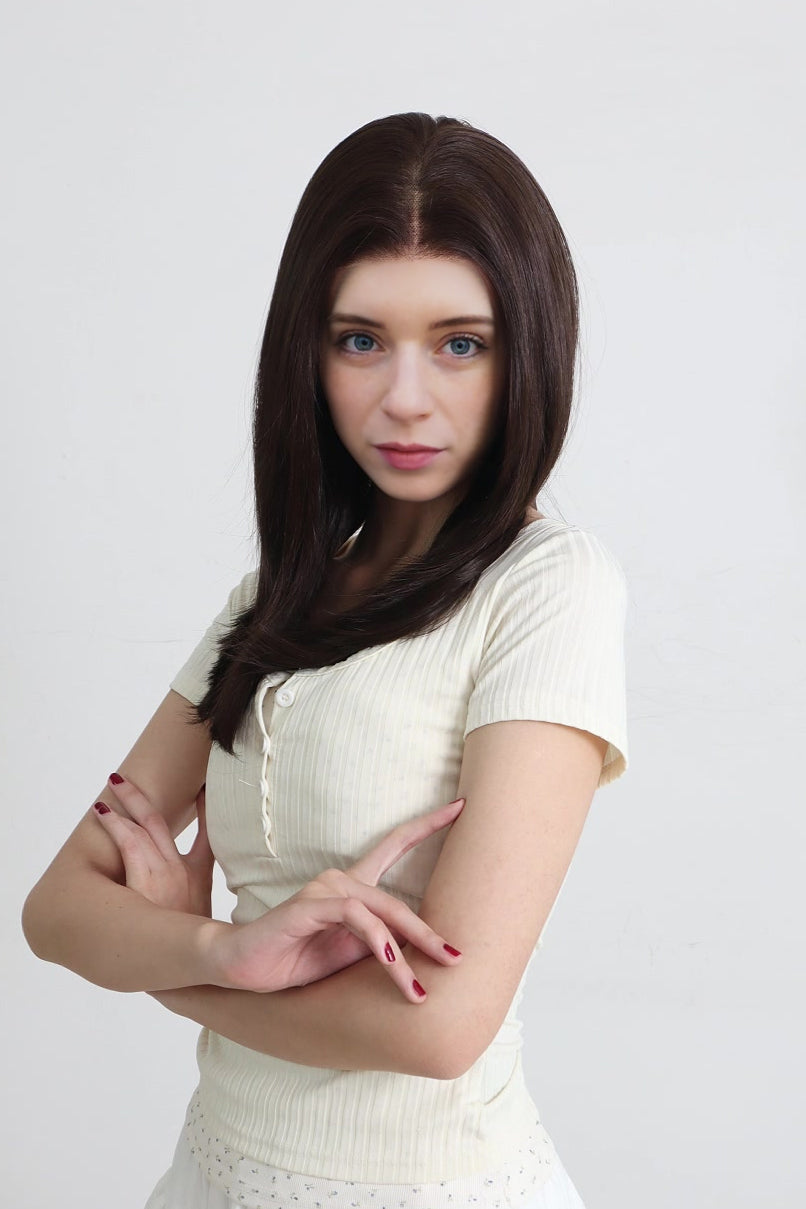 Natalie — Dark Chocolate Brown · 18" | 13×6 Lace Front Wig