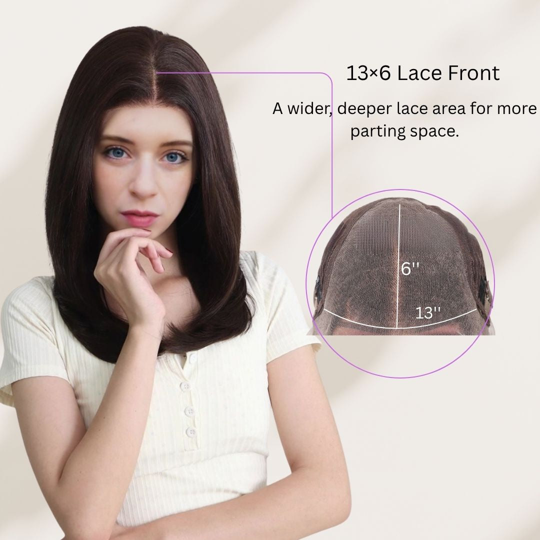Natalie — Dark Chocolate Brown · 18" | 13×6 Lace Front Wig