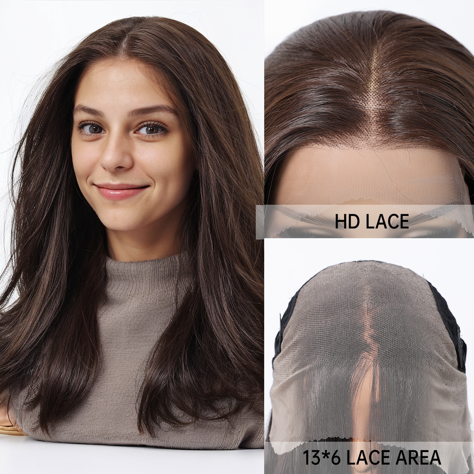 Loose Wave HD Lace Front Wig - Dark Brown, Pre-Plucked Hairline, 18 Inch (45cm)