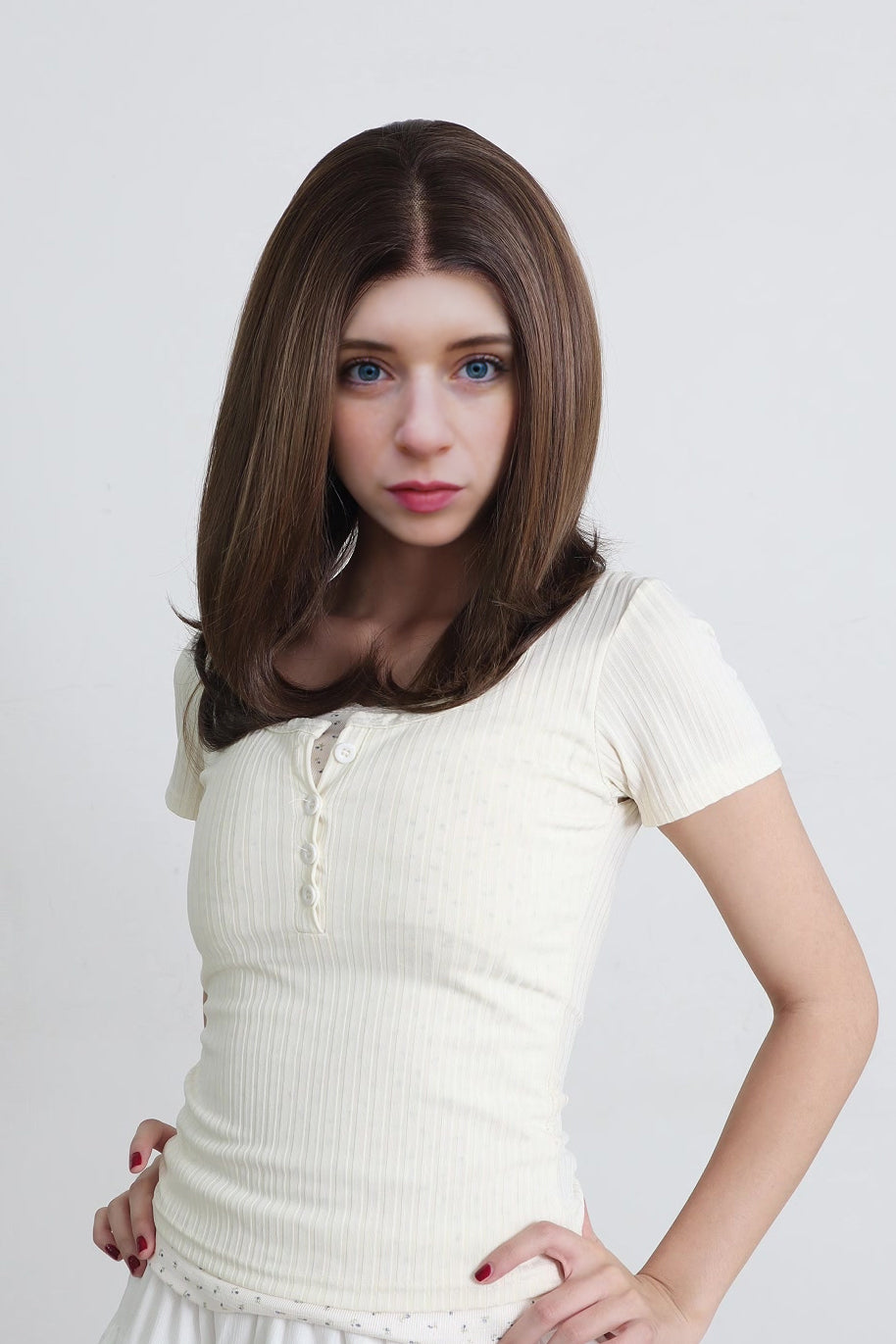 Millie | Braune mittlere 13*6 HD Front-Lace-Frontal-Perücke (Handgestrickt)