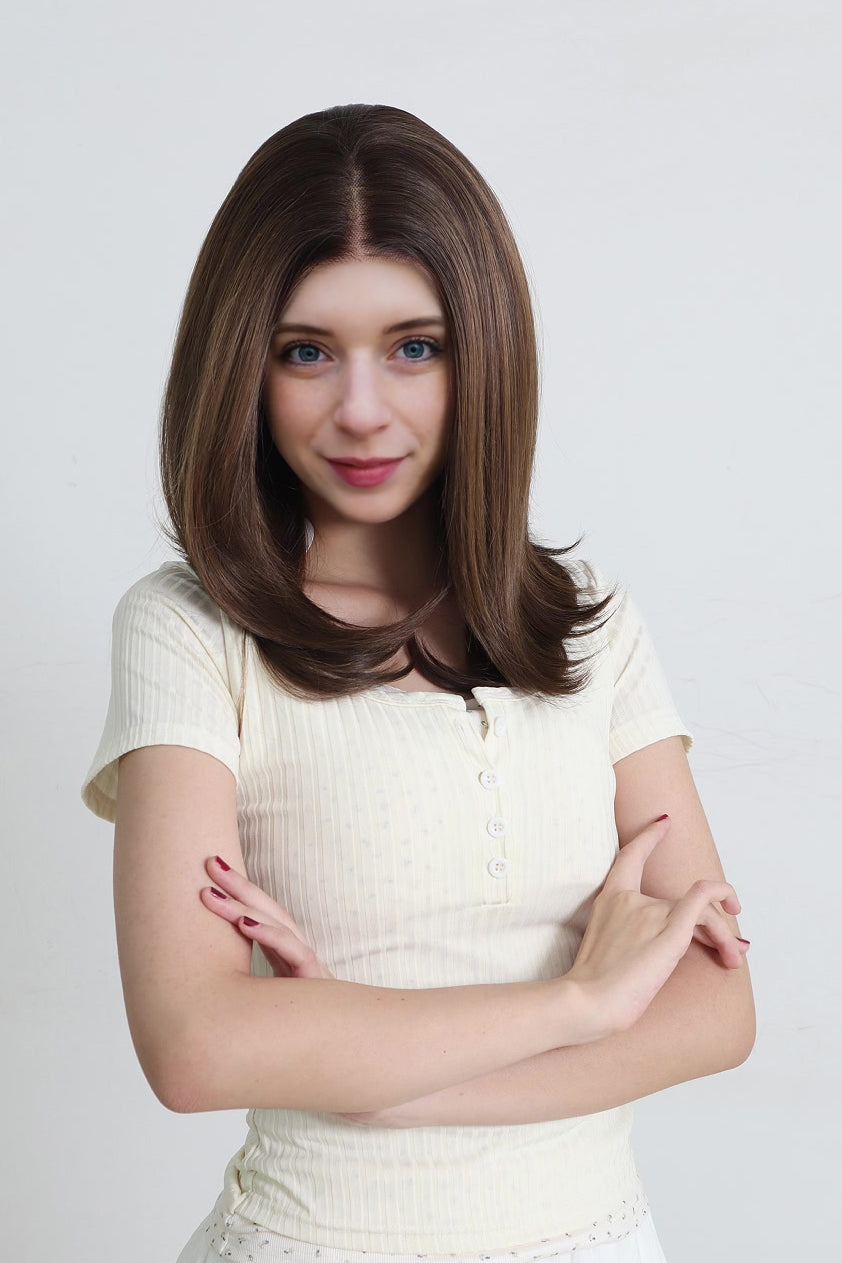 Millie | Braune mittlere 13*6 HD Front-Lace-Frontal-Perücke (Handgestrickt)