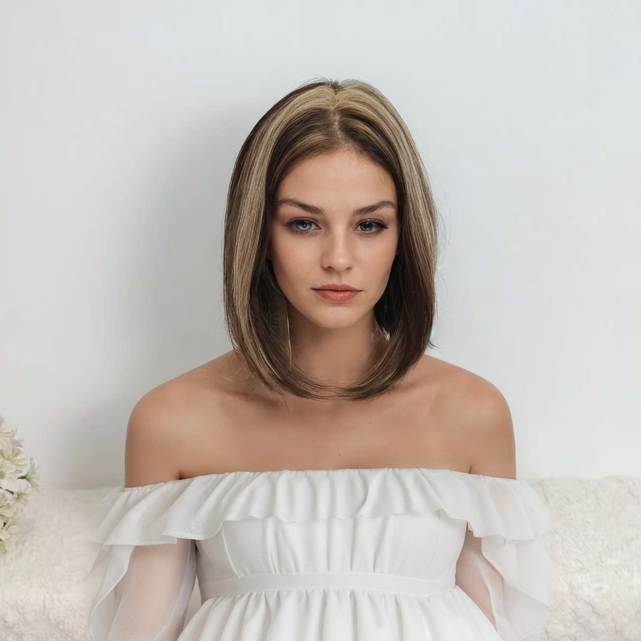 Evelyn 12” Loose Wave HD Lace Front Wig - Brown with Blonde Highlights, Beginner-Friendly
