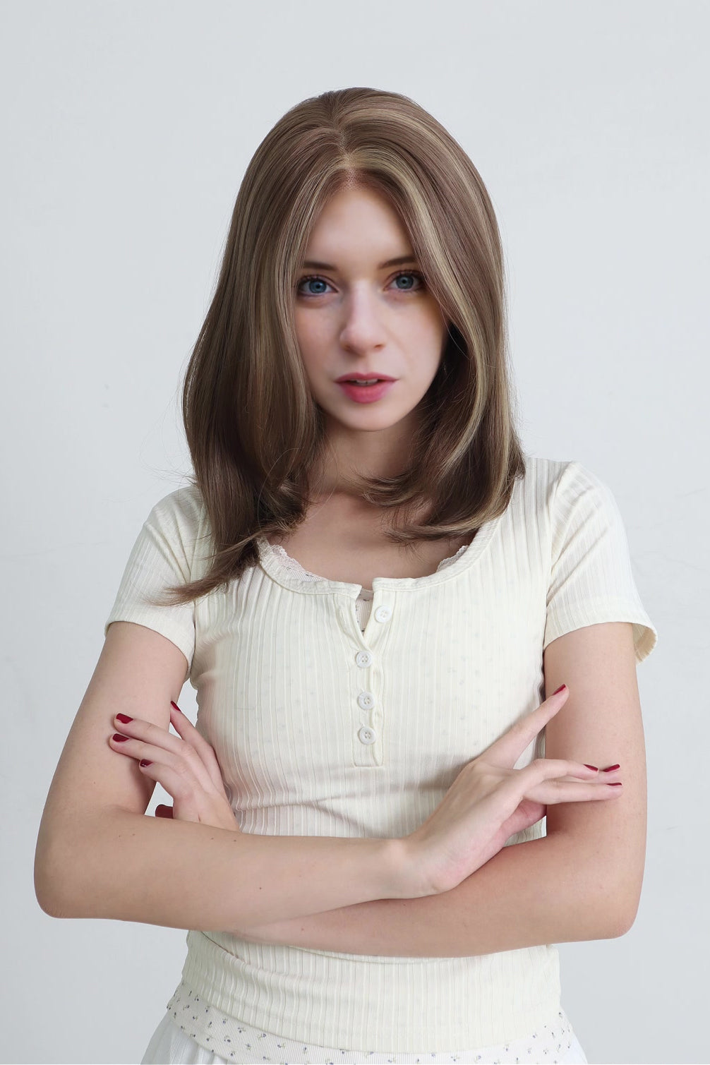 Evie | Blond kurze-13*6 HD Front-Lace-Frontal-Perücke (Handgestrickt)