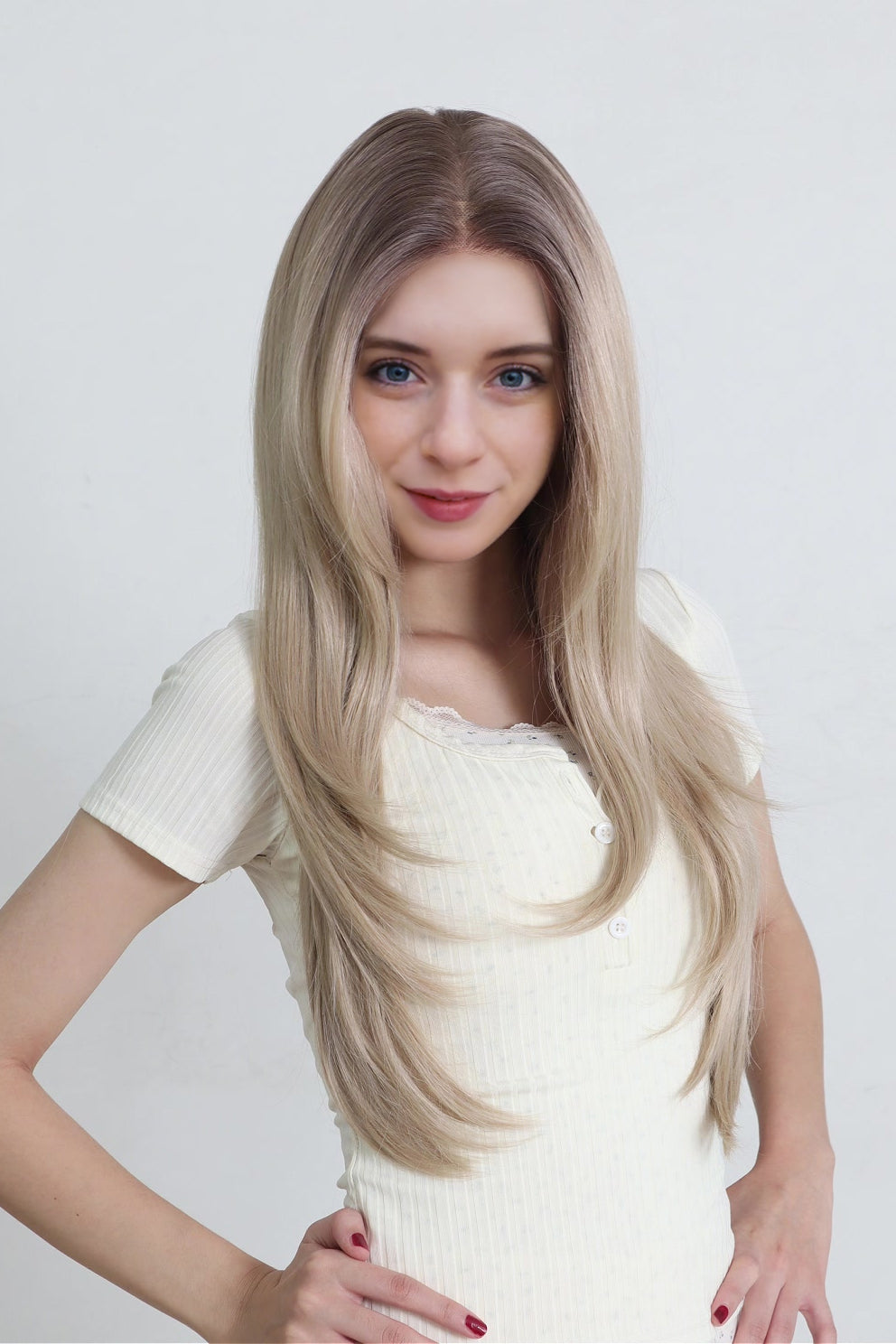 Elara — Light Ash Blonde · 26" | 13×6 Lace Front Wig