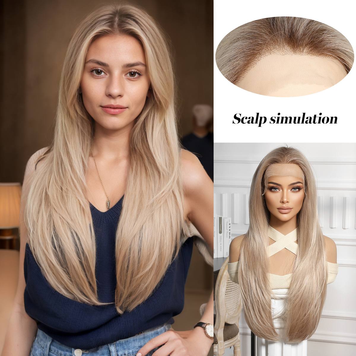 Loose Wave HD Lace Front Wig - Ombre Blonde, Natural Hairline, 20 Inch (50cm)