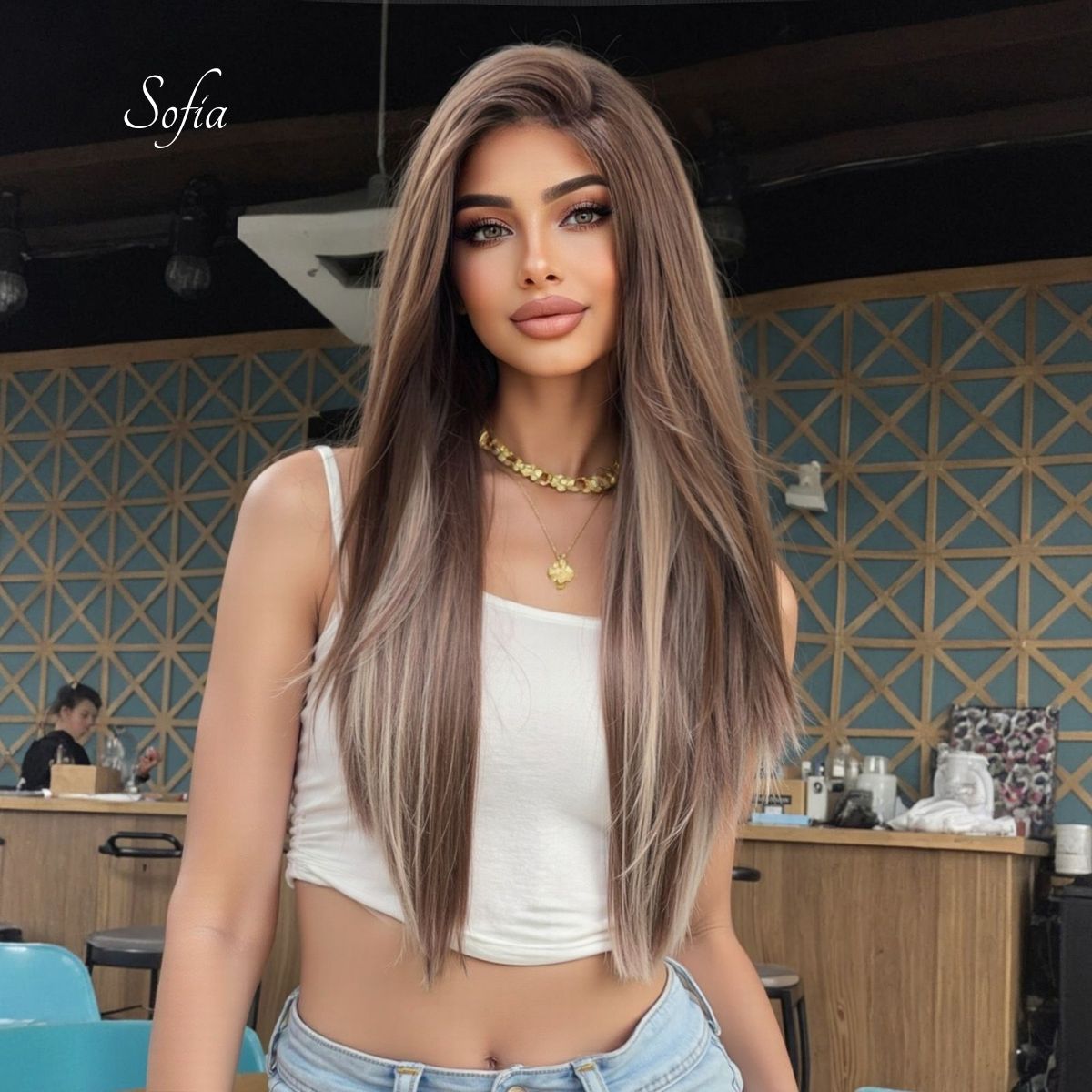 Sofia | Ombré Brown Long Straight 13*6 HD Lace Frontal Wig (Hand-Tied)
