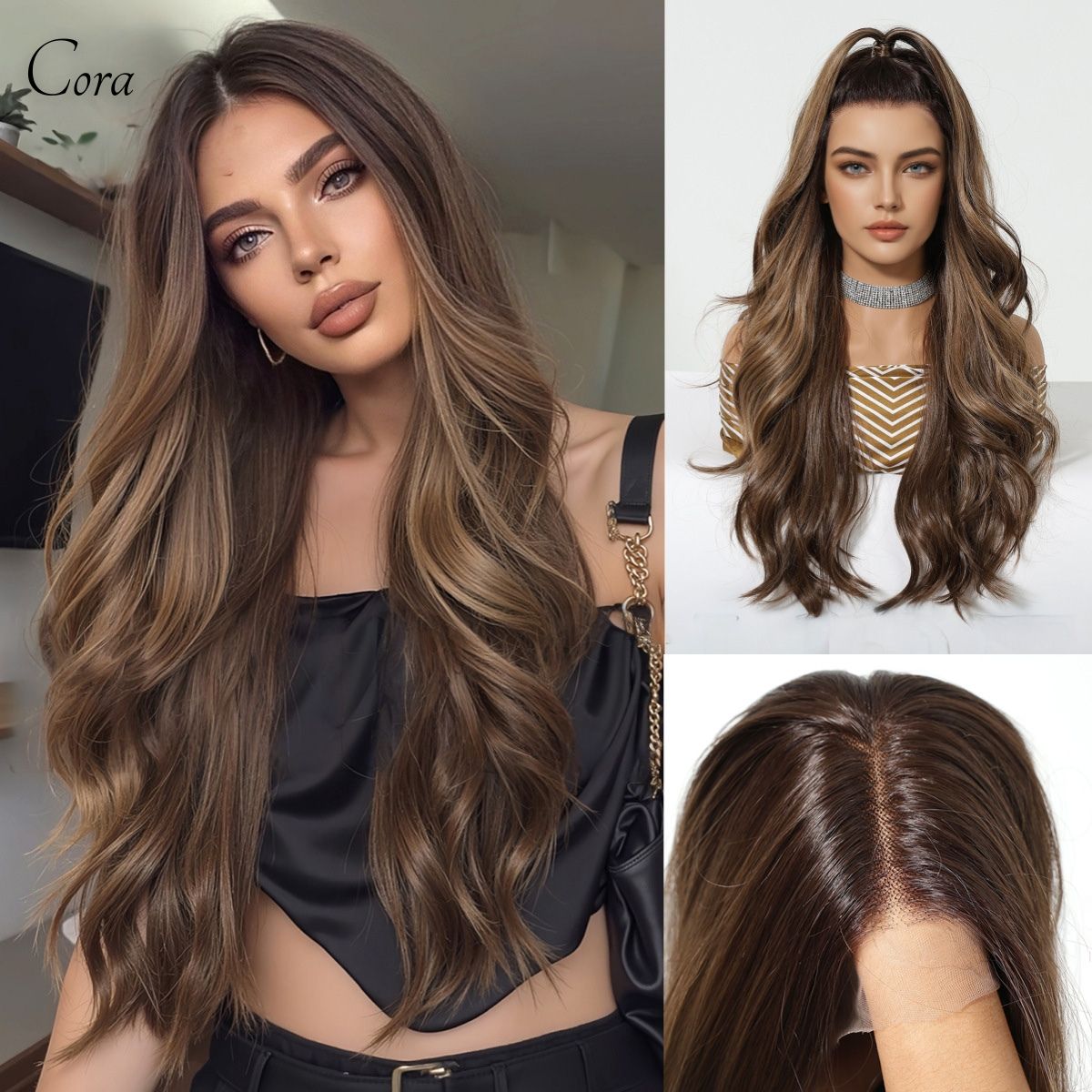 Cora | Brown Long Wavy 13*6 HD Lace Front Wig (Hand-Tied)