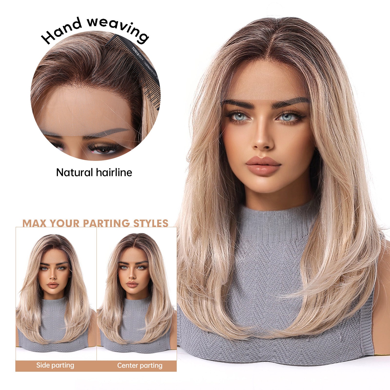 Harper | Blonde Medium 13*6 HD Lace Frontal Wig (Hand-Tied)
