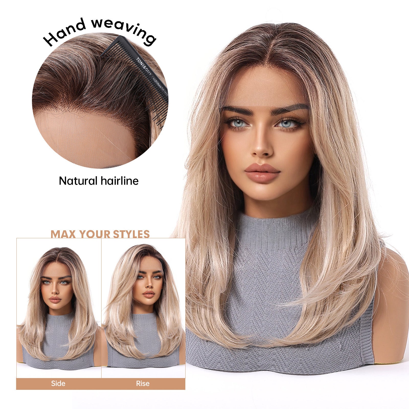 Harper | Blonde Medium 13*6 HD Lace Frontal Wig (Hand-Tied)