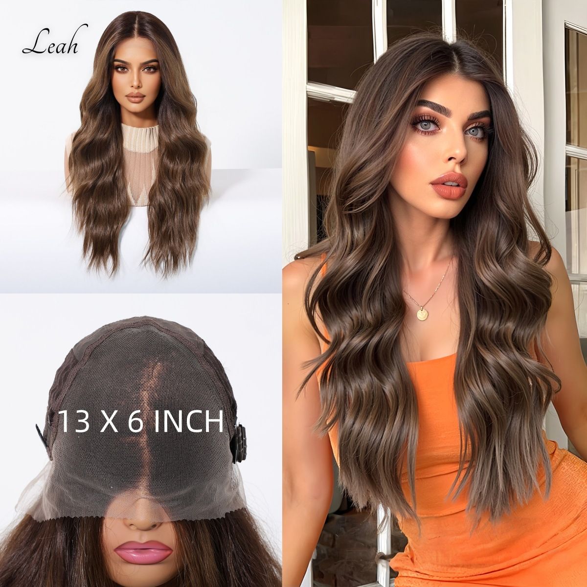 Leah | Brown Long Wavy 13*6 HD Lace Front Wig (Hand-Tied)
