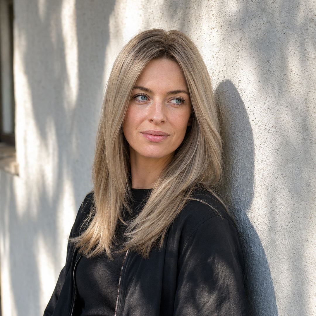 April synthetic wig, Rooted Blonde Sleek Bob, UNILOVELY