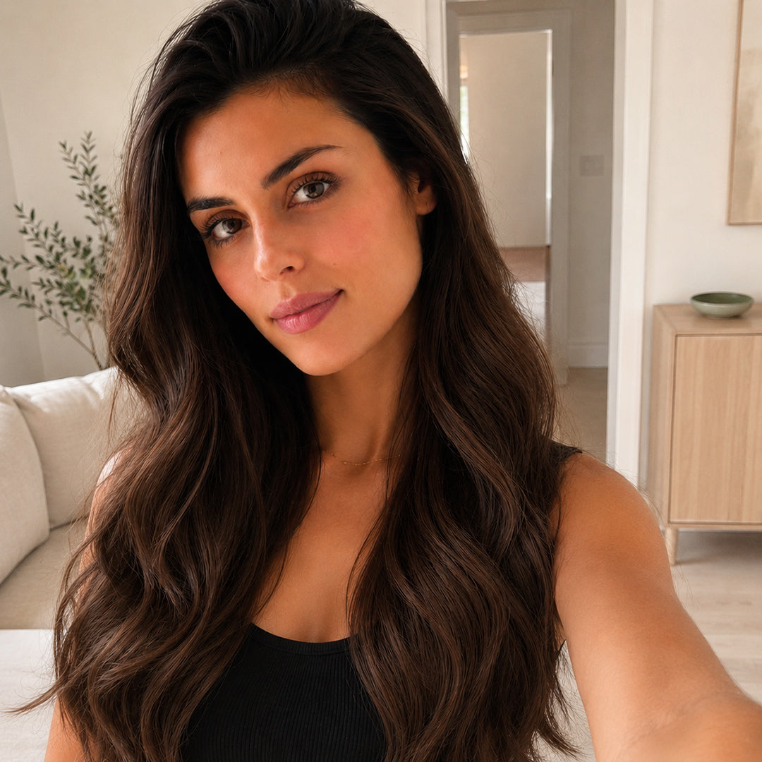 Chestnut Brown #6 Remy human hair Halo Extensions for natural-looking volume and length