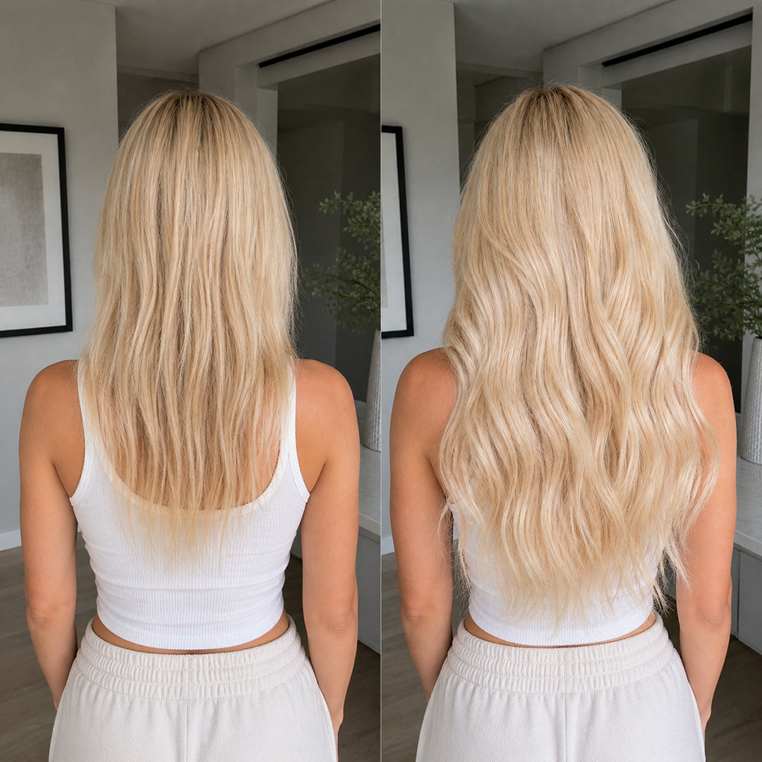 UNILOVELY Invisible Halo Extensions in Light Blonde #613, 100% Remy human hair