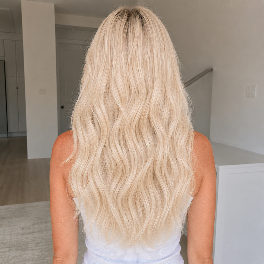 UNILOVELY Invisible Halo Extensions in Platinum Blonde #60, 100% Remy human hair