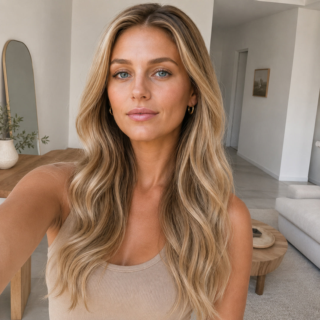 Ash Brown Blonde Highlights #8/613 Remy human hair Halo Extensions for natural-looking volume and length
