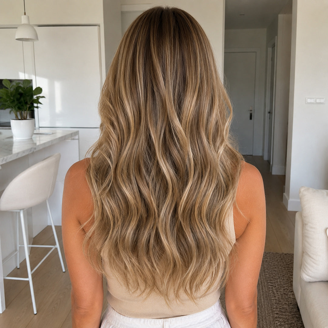 Dirty Blonde Highlights #18/60 Halo hair extensions with a natural-looking highlight blend