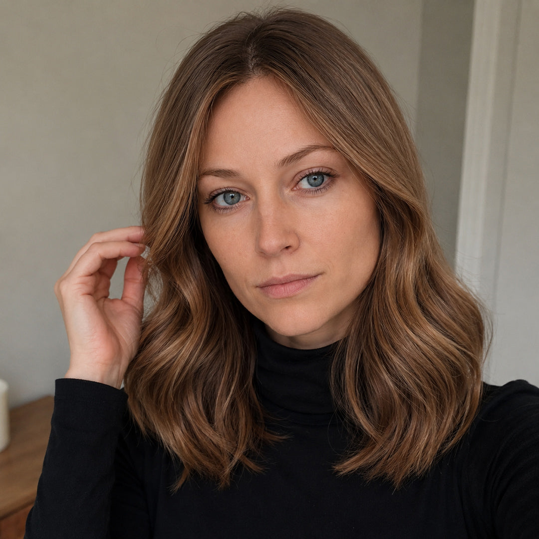 Alternate product view of Kate synthetic wig, Chestnut Brown Soft Wave Bob
