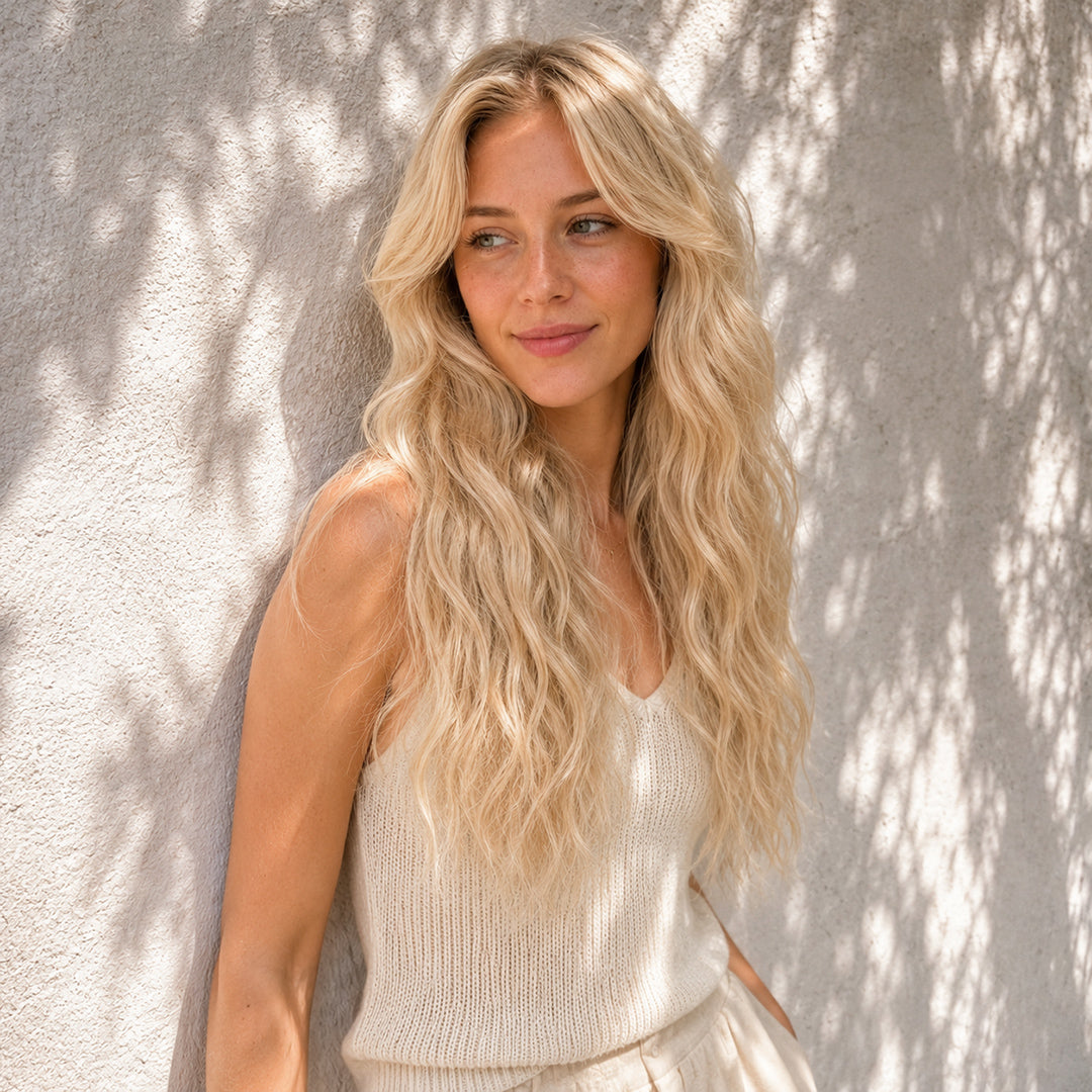 Alternate product view of Light Blonde #613 Seamless Clip-In Hair Extensions