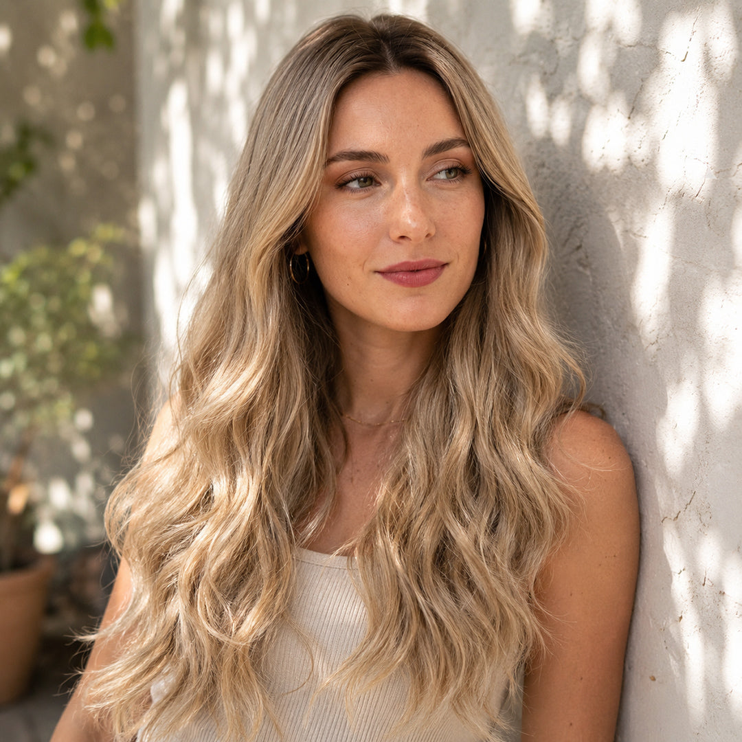 Alternate view of Sienna 13x6 synthetic lace front wig, Champagne Blonde Soft Wave