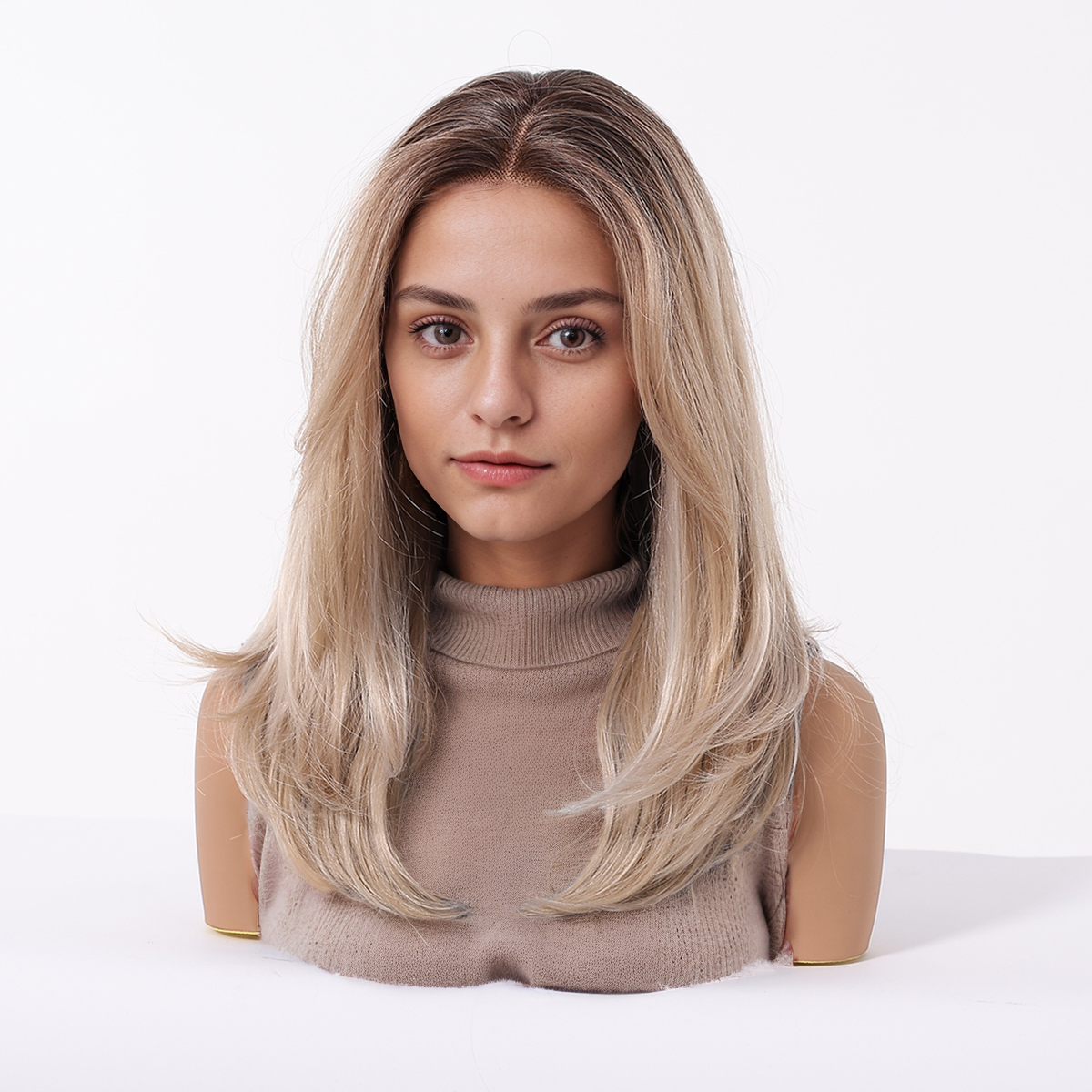 Harper 18” Loose Wave HD Lace Front Wig - Ombre Blonde, 100% Hand-Tied Mono Top
