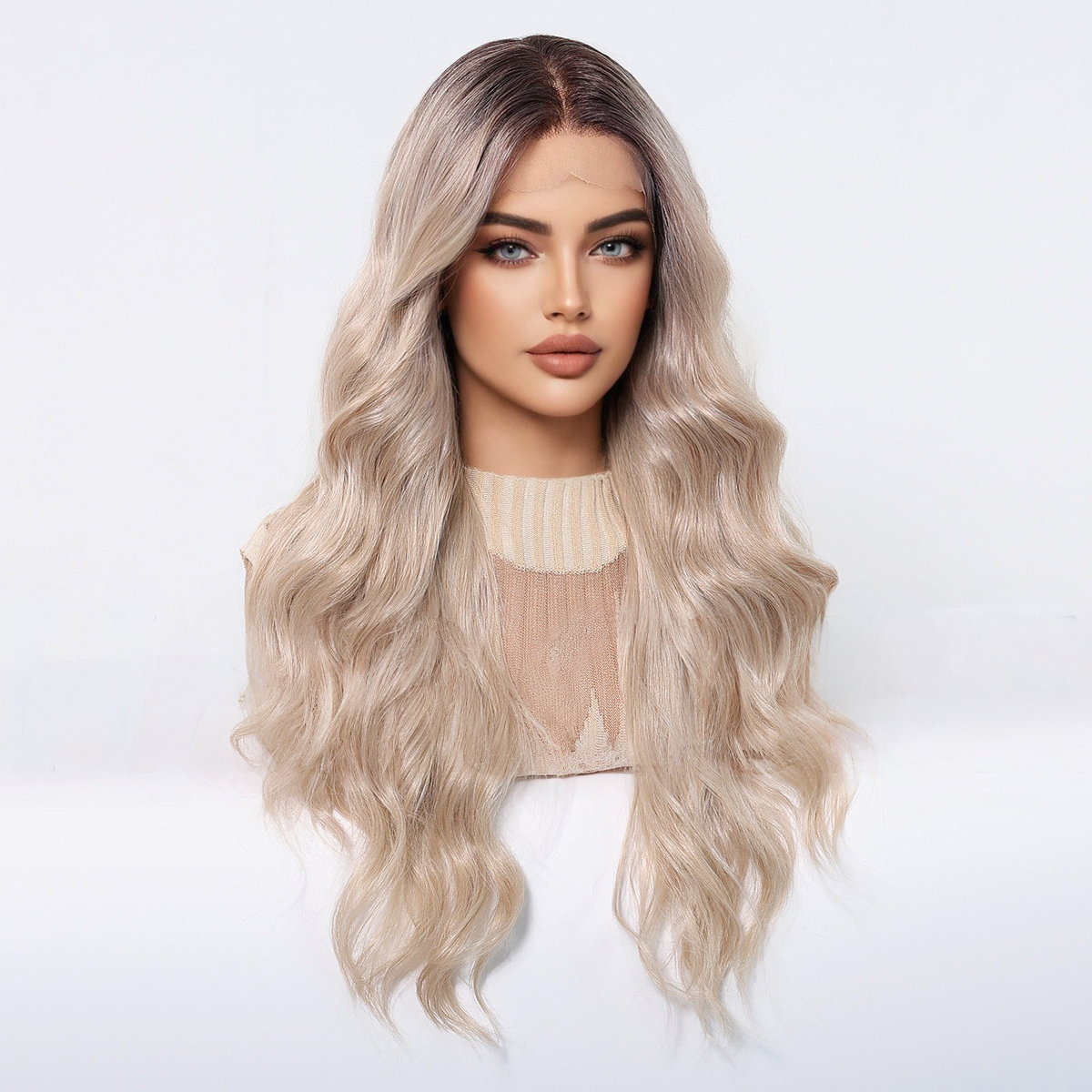 Ellie | Ombré Blonde Long Wavy 13*6 HD Lace Frontal Wig (Hand-Tied)