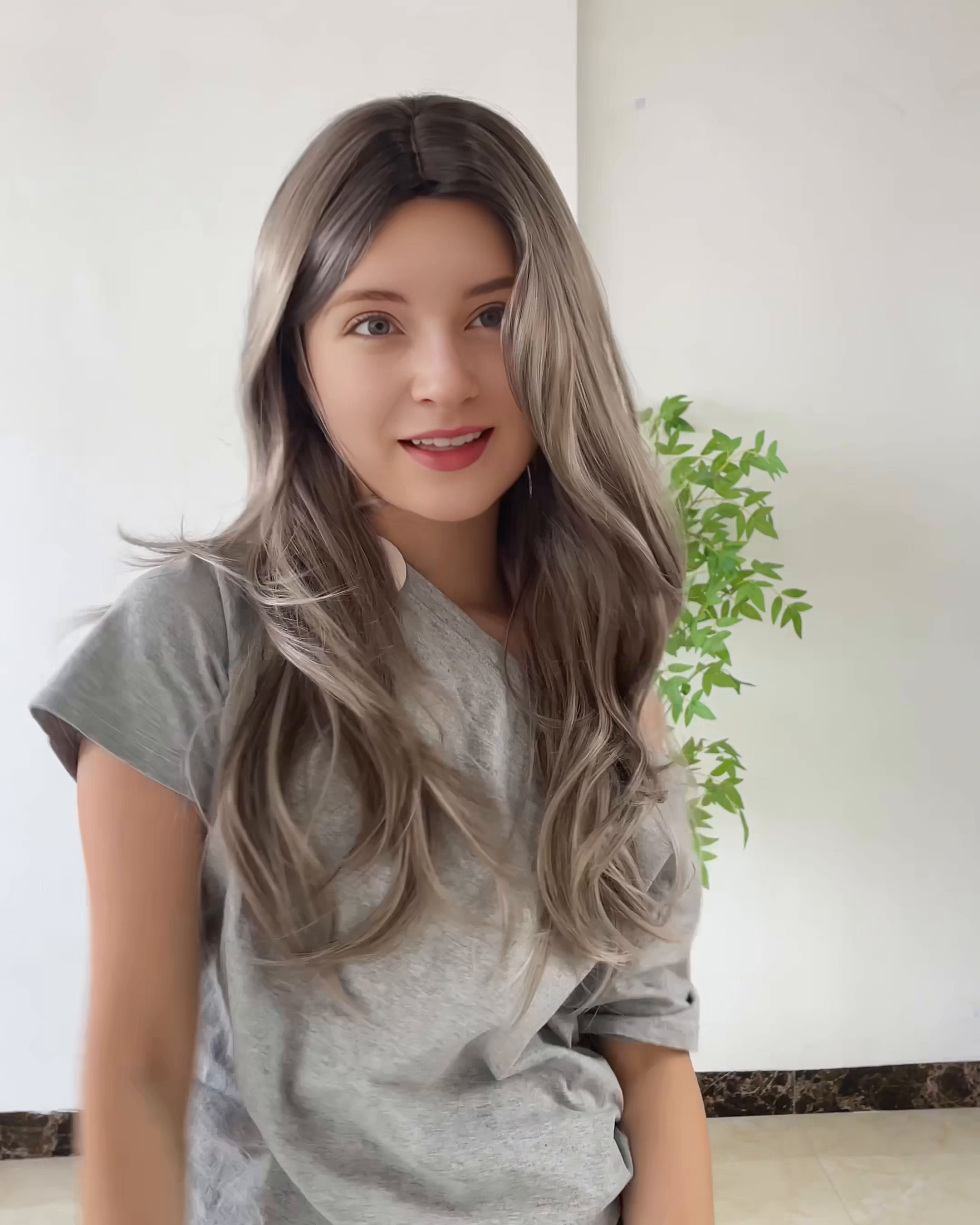 Grey Long Wavy Wig
