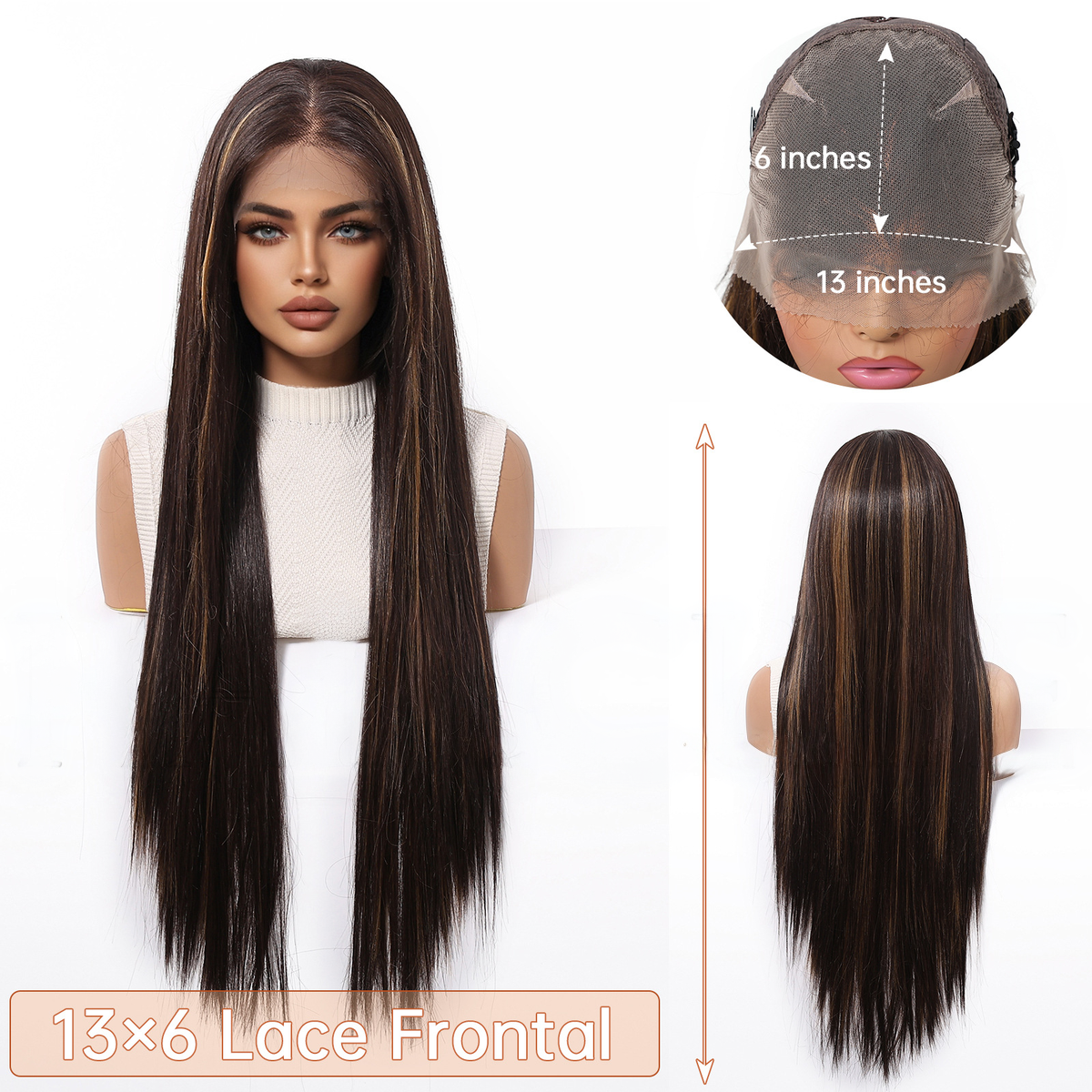 Hailey | Brown Long Straight 13*6 HD Front Lace Wig (Hand-Tied)