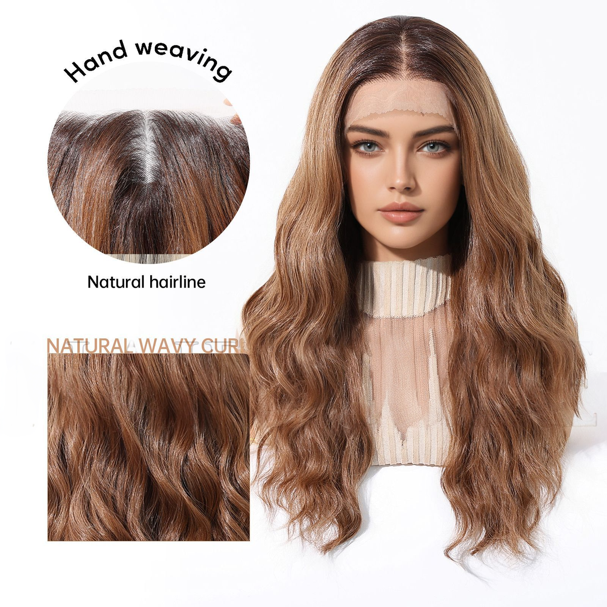Emily | Ginger Long Wavy 13*6 HD Lace Frontal Wig (Hand-Tied)