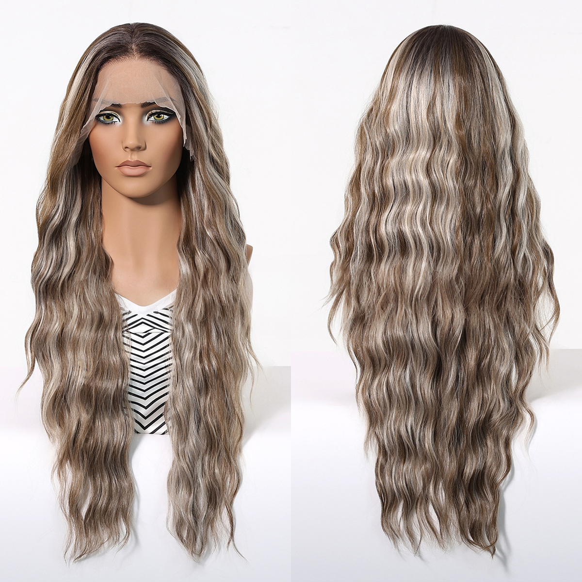 Thea | Ombré Grey Long Wavy 13*6 HD Lace Frontal Wig (Hand-Tied)