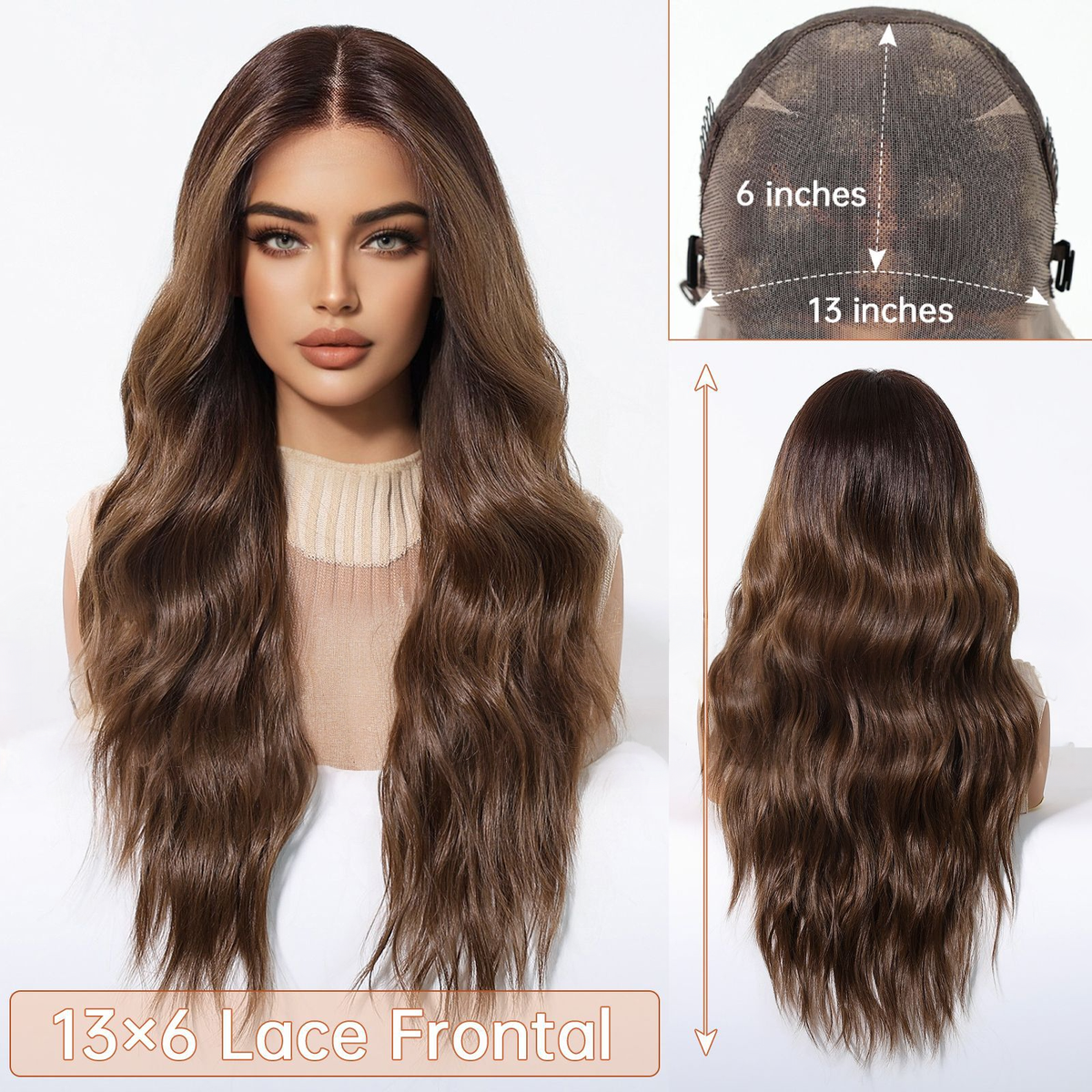 Leah | Brown Long Wavy 13*6 HD Lace Front Wig (Hand-Tied)