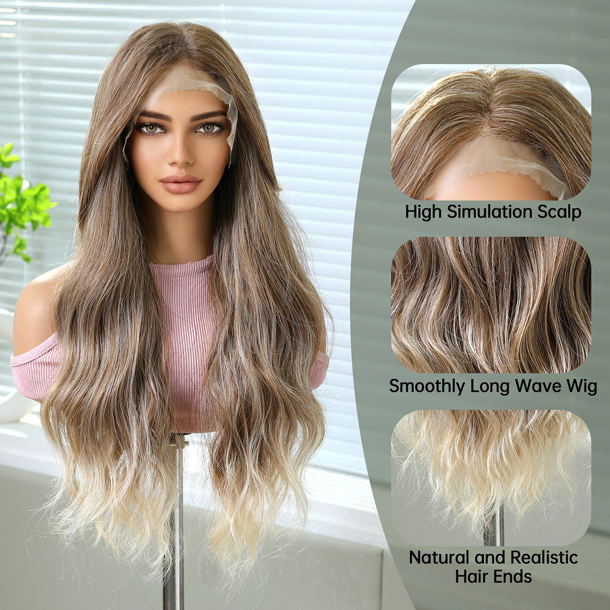 Olivia | Ombré Grey Long Wavy 13*6 HD Lace Frontal Wig (Hand-Tied)