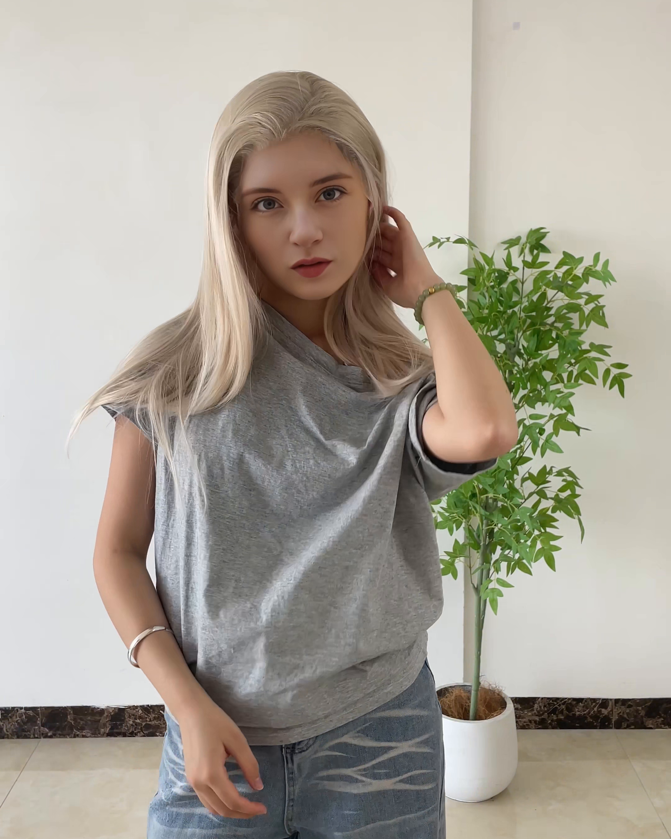 White Blonde Straight Lace Front Wig