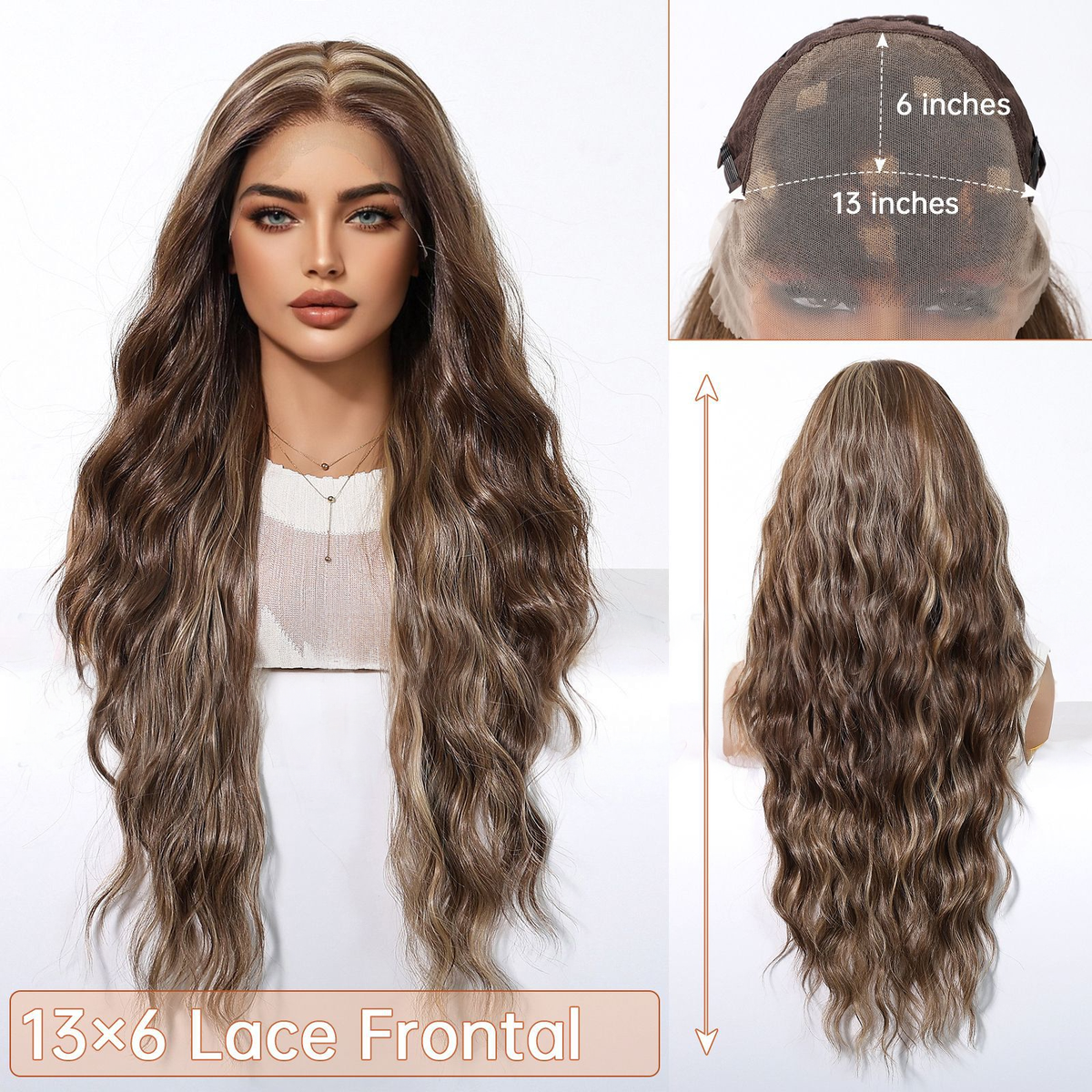 Sarah | Ombré Brown Wavy 13*6 HD Lace Front Wig (Hand-Tied)