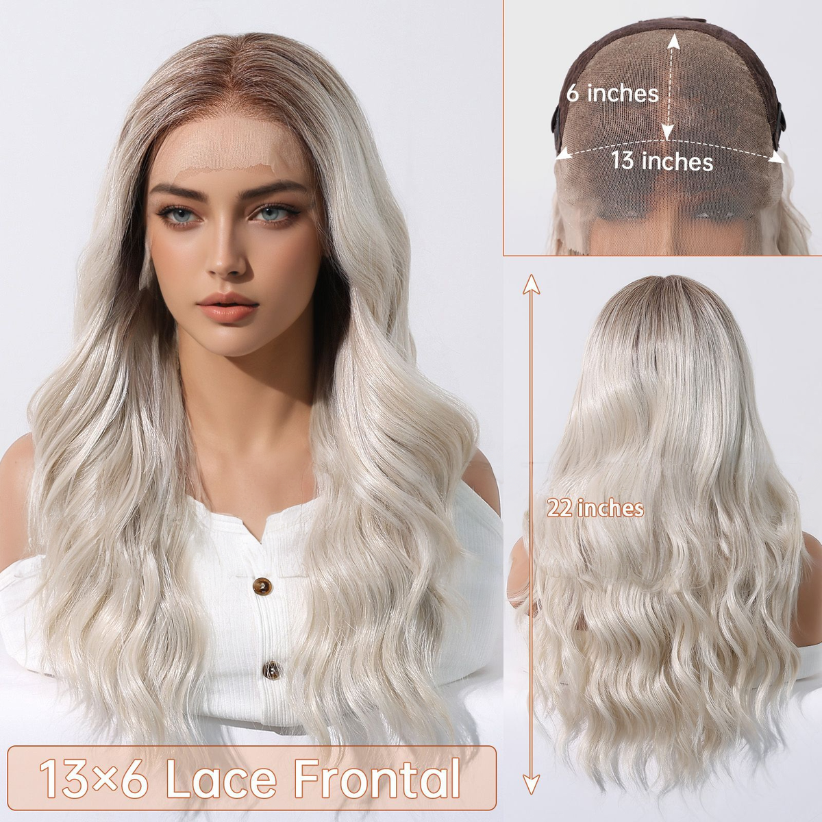 Naomi | Blonde Long Wavy HD Lace Frontal Wig (Hand-Tied)
