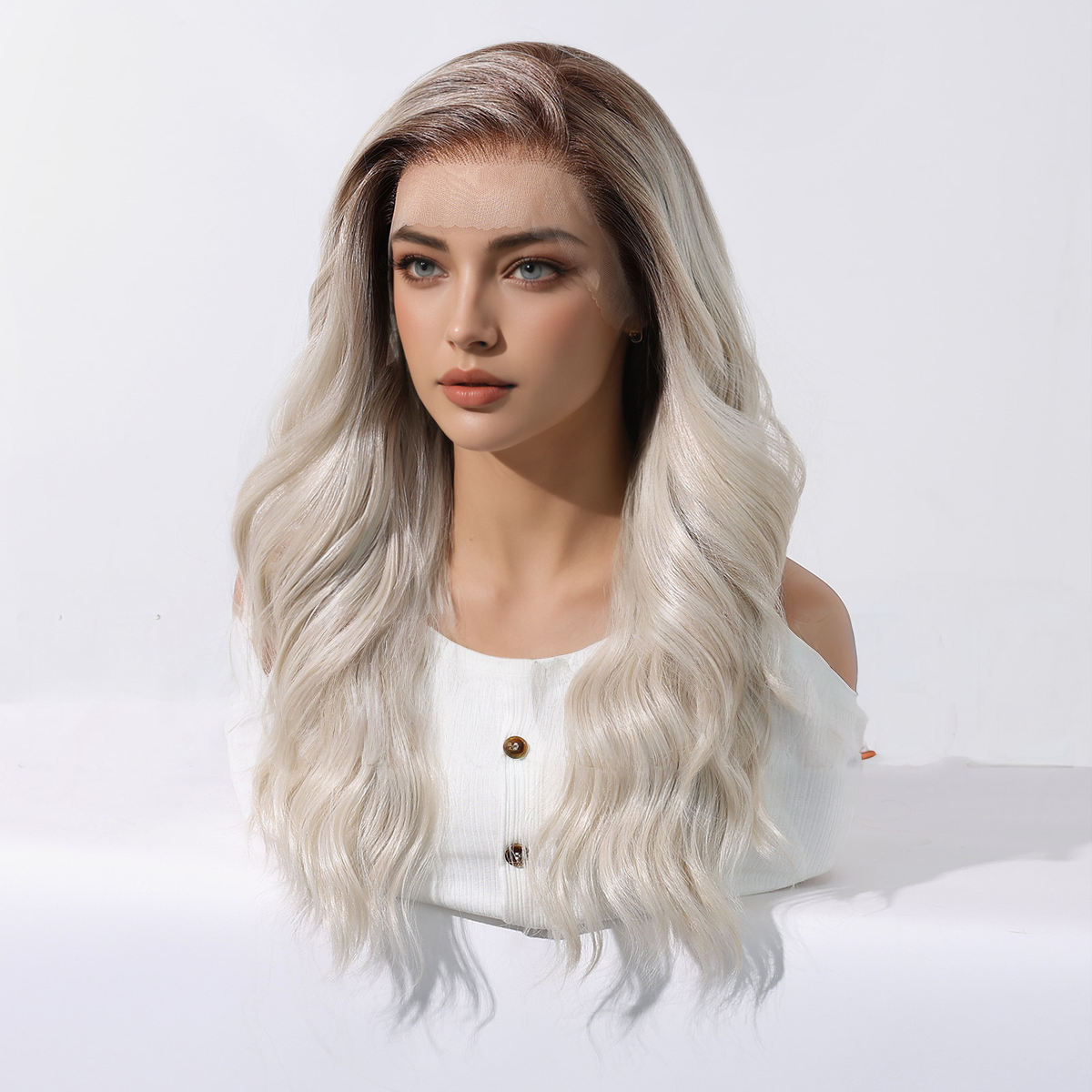 Naomi | Blonde Long Wavy HD Lace Frontal Wig (Hand-Tied)