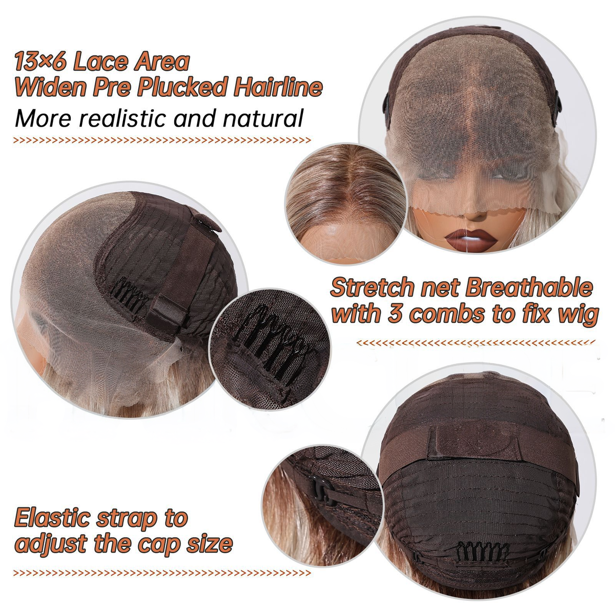 Naomi 22” Body Wave HD Lace Front Wig - Ombre White Blonde, Pre-Plucked Hairline