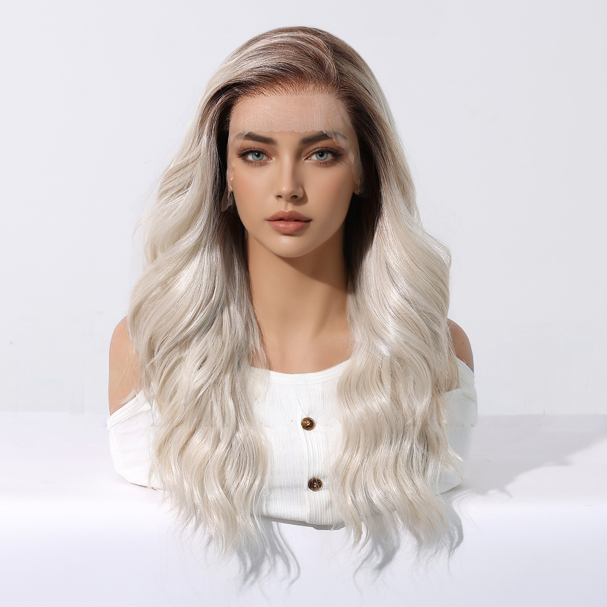 Naomi | Blonde Long Wavy HD Lace Frontal Wig (Hand-Tied)
