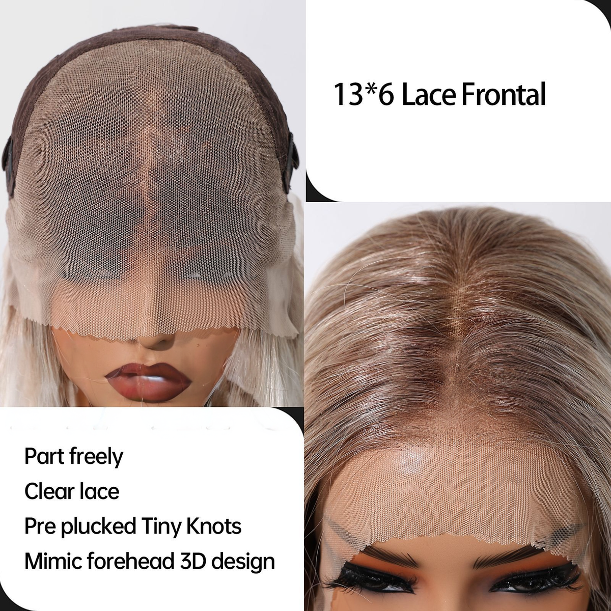 Ella | Ombré Grey Long Wavy 13*6 HD Lace Frontal Wig (Hand-Tied)