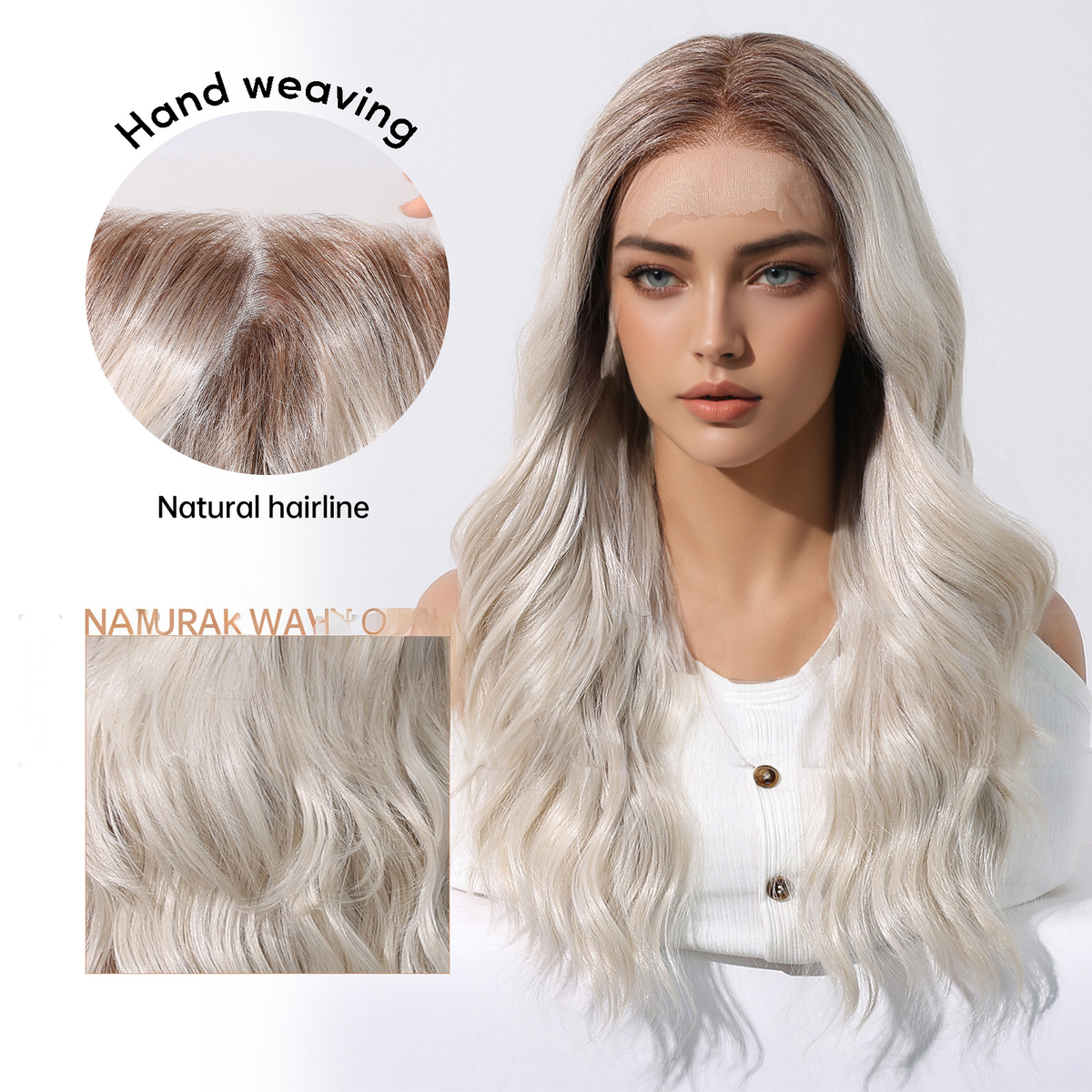 Naomi | Blonde Long Wavy HD Lace Frontal Wig (Hand-Tied)